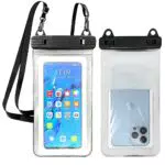 Custodia Impermeabile per Telefono Cellulare con Cordino - Compatibile con iPhone - Bianco Traslucido