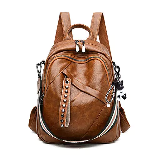 Bukesiyi - Zaino Donna Elegante in PU Pelle con Tracolla - Antifurto - Marrone