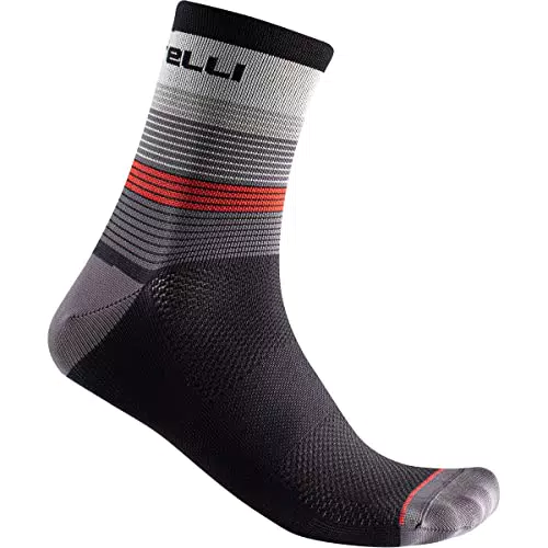 Castelli SCIA 12 Calzini Unisex - Grigio Scuro - Rosso - Nero