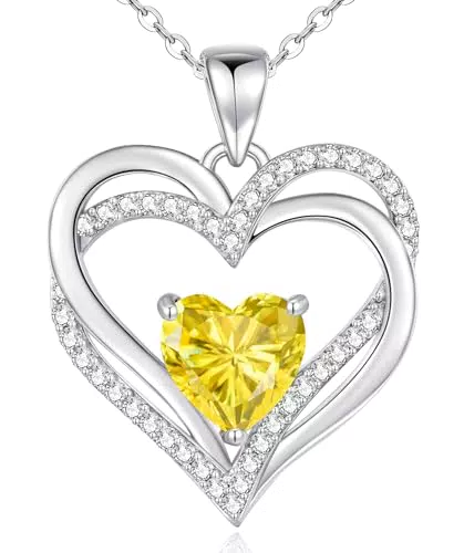 Collana Argento 925 con Cuore Birthstone per Donna - Regalo Gioielli Anniversario e Festa della Mamma