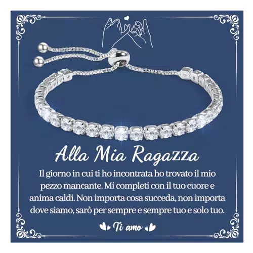 Bracciale Donna Argento 925 con Zircone - Regalo Compleanno Fidanzata