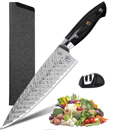 Coltelli da Cucina Professionali, Tovevi 20 cm Coltello da Cucina con Manico Ergonomico