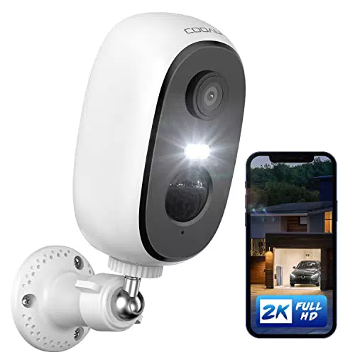 COOAU Telecamera Wi-Fi Esterno Sorveglianza Senza Fili Visione Notturna a Colori Movimento PIR Audio Bidirezionale Sirena IP66
