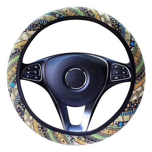 Copertura Volante Automobilistico Universale in Stile Etnico - Protezione Traspirante e Antiscivolo