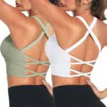Crewhpo Reggiseno Sportivo Donna Senza Schienale Push Up - Fitness Yoga Jogging Gym