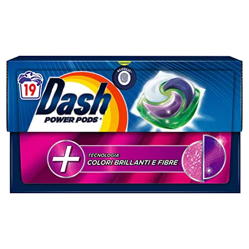 Dash Power Pods Detersivo Lavatrice In Capsule, Tecnologia Colori Brillanti e Fibre, 19 Lavaggi