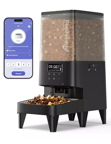 Feelneedy Distributore Automatico Cibo per Cani e Gatti WiFi 2.4G con Registrazione 10S