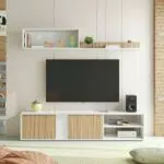 Dmora Parete Attrezzata Titusville - Mobile Soggiorno Porta TV - Composizione Salotto con Pensile