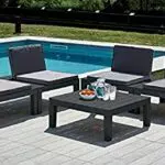 Set da Esterno Dmora con 4 Sedute e Tavolino, Cuscini inclusi