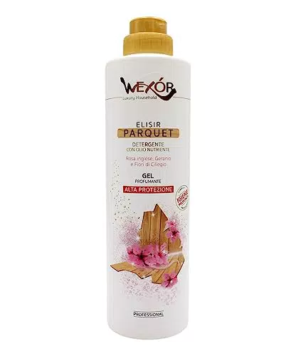 Elisir Parquet Detergente con Olio Nutriente - Profumo Rosa Inglese, Geranio e Fiori di Ciliegio