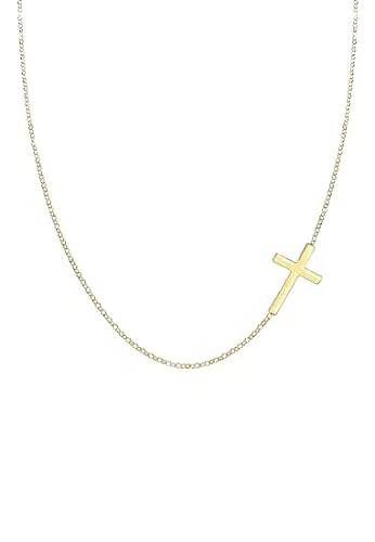 Collana Elli Croce Donna in Argento Sterling 925 Placcata Oro