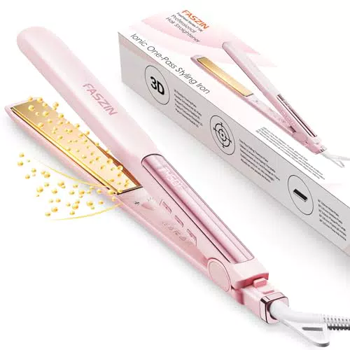 Piastra Capelli Professionale 2-In-1 Ionica di Titanio con Riscaldamento Rapido - Display LCD - Per Capelli Lisci, Ricci e Mossi