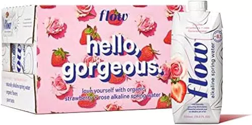 Flow Naturally Alkaline Spring Water with Organic Strawberry & Rose Essence