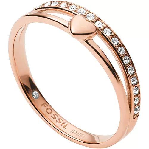 Fossil Anello Da Donna Vintage Glitz in Acciaio Inossidabile Oro Rosa
