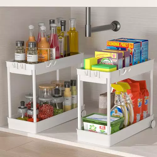 Organizzatore Cucina Sottolavello Fowooyeen con Tubo Acciaio - Salvaspazio per Lavandino e Bagno