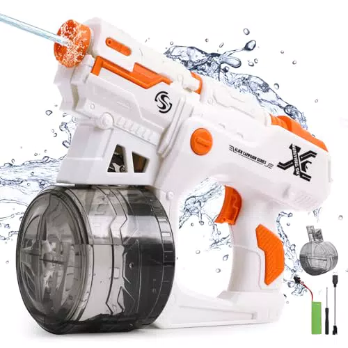 Geegear Pistola ad Acqua Elettrica Ricaricabile One-Touch, Portata 23 Piedi, Capacità 450ml