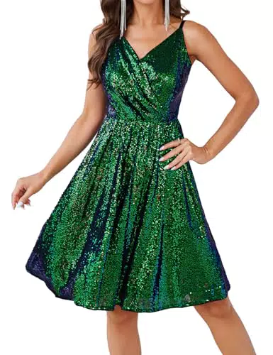 Grace Karin Abito Donna Anni '52 con Paillettes Scollo a V A-Line Ballo Cocktail Scintillante