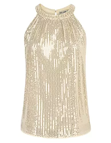 Grace Karin Canotta Donna con Paillettes e Halter - Stile Elegante
