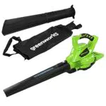 Greenworks GD40BV Aspiratore Soffiatore a Batteria con Motore Brushless e Sacco di Raccolta da 45L