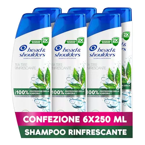 Shampoo Antiforfora Head & Shoulders Tea Tree Rinfrescante, Protezione dalla Forfora, per Tutti i Tipi di Capelli