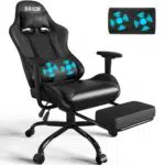 Homall Sedia Gaming con Cuscino Lombare Massaggiante e Poggiapiedi, Schienale Regolabile - Adatta Ufficio e Casa