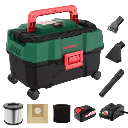 Aspirapolvere a Batteria HYCHIKA 18V 150W 15L con Filtro e Funzione di Soffiaggio