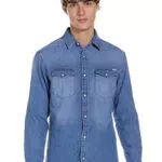 Jack & Jones Camicia di Jeans con Bottoni in Madreperla
