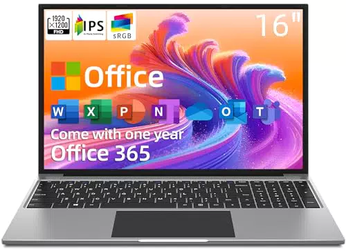 Jumper Laptop 16 Pollici, 4 GB RAM 128 GB SSD Celeron, Office 365 incluso, Schermo 1920 x 1200 IPS