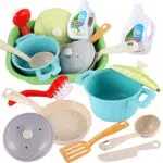 Kimonca Accessori Cucina Bambini con Pentole e Padelle - Set Giocattoli per Lavello - Giochi di Imitazione