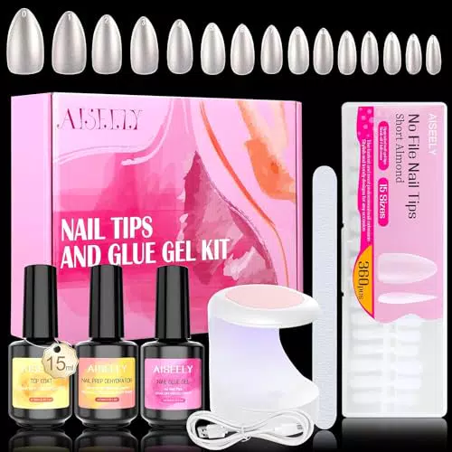 AISEELY Kit Unghie Gel Completo con Lampada UV - Colla e Accessori Professionali