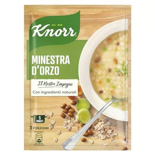 Knorr Minestra d'Orzo con Ingredienti Naturali - Senza Coloranti e Conservanti - Fonte di Fibre e Proteine