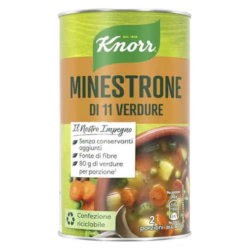 Knorr Minestrone 11 Verdure Piatti Pronti con Ingredienti Naturali e Senza Conservanti - Vegano e Fonte di Fibre
