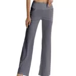 Pantaloni da yoga svasati a vita alta da donna - Grigio chiaro