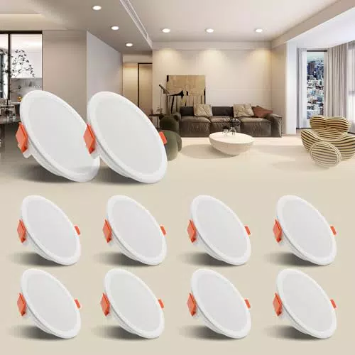 Faretti da Incasso LED Soffitto LAMOTERN 10W Bianco Caldo - Illuminazione Ultrasottile per Soggiorno e Cucina