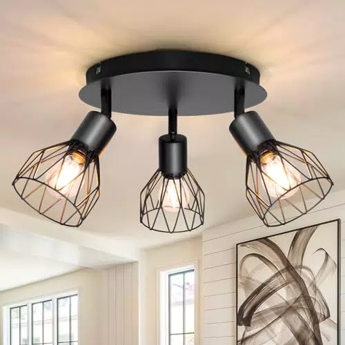 LAMOTERN Faretti da Soffitto Orientabili a LED Moderno Industrial - Nero
