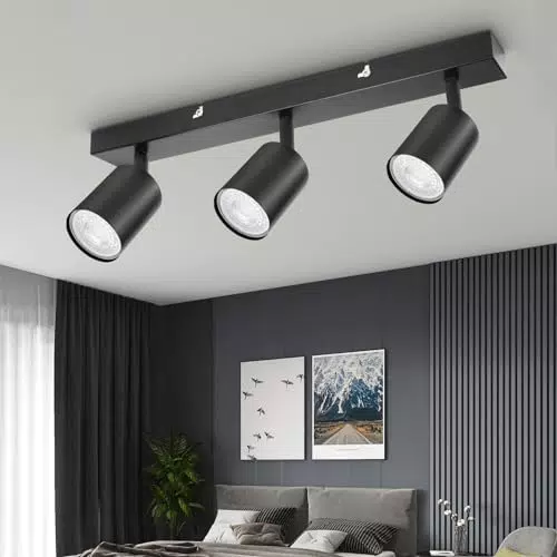 Faretti da Soffitto Orientabili LAMOTERN LED GU10 Moderni da Parete Interno Nero
