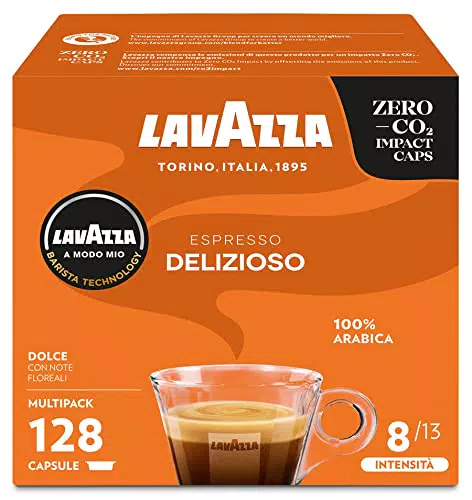 Lavazza A Modo Mio Espresso Delizioso - Capsule Caffè Aromatiche 100% Arabica, Intensità 8, Tostatura Media