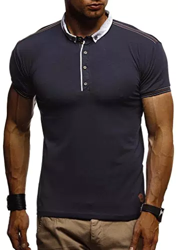 Maglietta uomo Leif Nelson LN1310 estiva, cotone, vestibilità aderente, colletto polo, maniche corte.