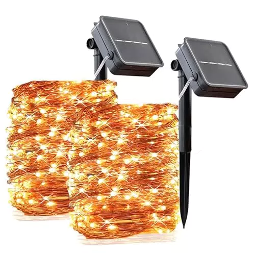 Catena di Luci Solari da Esterno LQWELL con 120 LED per Giardino e Balcone