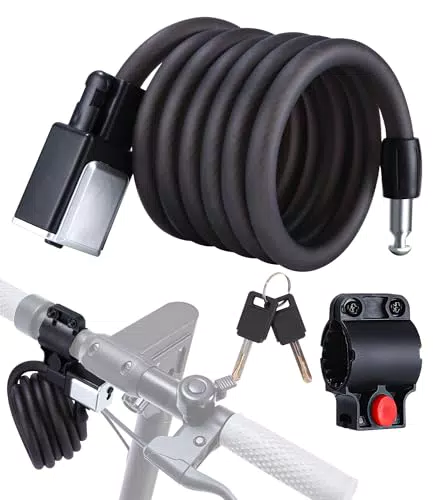 Lucchetto Bicicletta Birshe Antifurto Catena Spirale 180cm - Sicurezza Serratura Chiavi - Ciclismo Scooter Moto