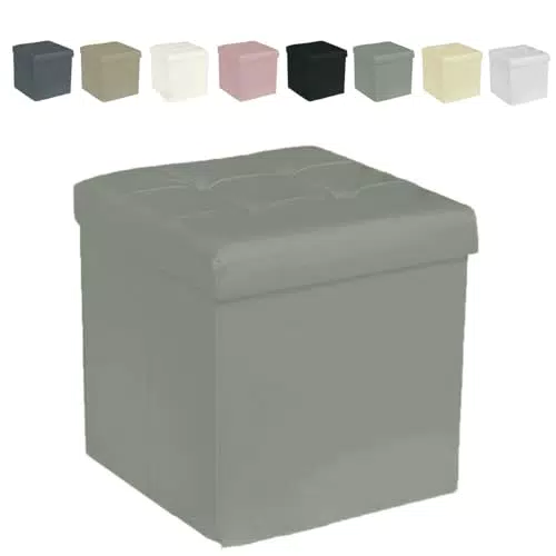 Pouf Contenitore Quadrato in Ecopelle Trapuntato - Misura 38x38cm
