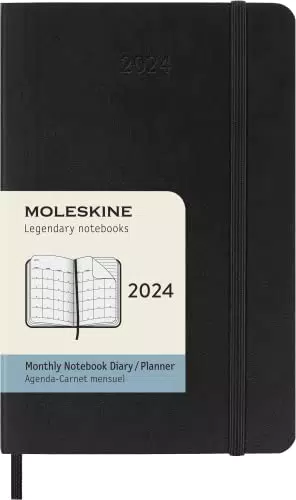 Moleskine Agenda Mensile 12 Mesi 2024 - Formato Pocket 9x14