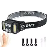 Lampada Frontale Ricaricabile 800 Lumen 6 Modalità - Super Luminosa 120° - Torcia Impermeabile con Sensore di Movimento