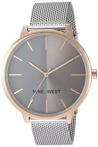 Nine West Orologio da Donna con Bracciale a Maglie e Quadrante a Raggi di Sole