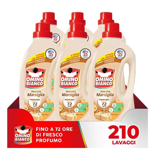 Omino Bianco Detersivo Liquido per Lavatrice con Fresco Profumo di Marsiglia