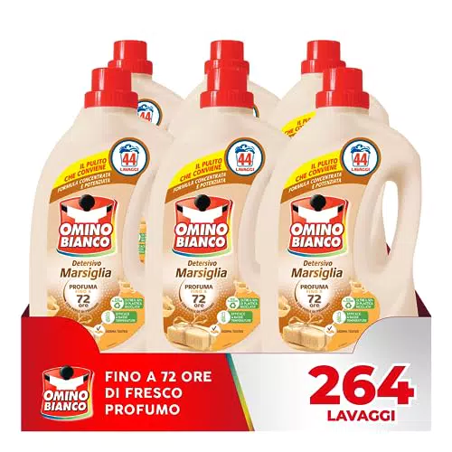 Omino Bianco Detersivo Liquido per Lavatrice con Fresco Profumo di Marsiglia