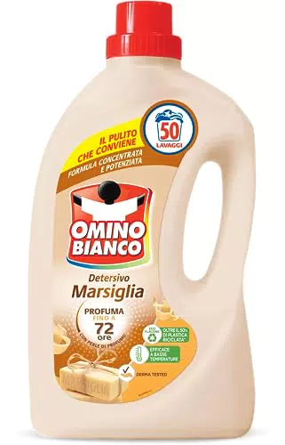 Omino Bianco Detersivo Liquido per Lavatrice con Fresco Profumo di Marsiglia - 50 Lavaggi