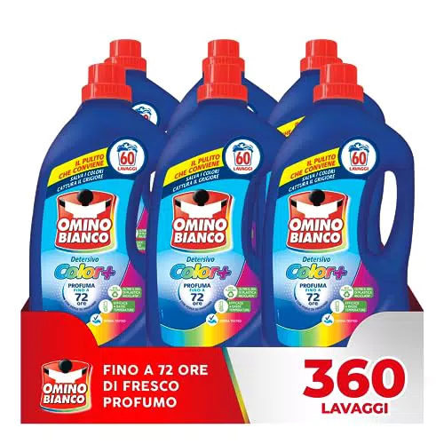 Omino Bianco Detersivo Liquido Lavatrice Color+, Tecnologia Anti-Smacchi, 6 Confezioni