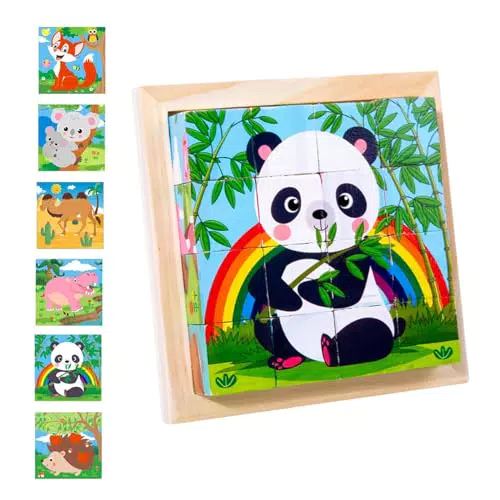 Puzzle in Legno per Bambini Motivi Animali - Giochi Educativi Montessori