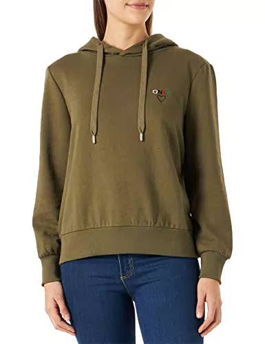 ONLY - Felpa con Cappuccio Donna a Maniche Lunghe